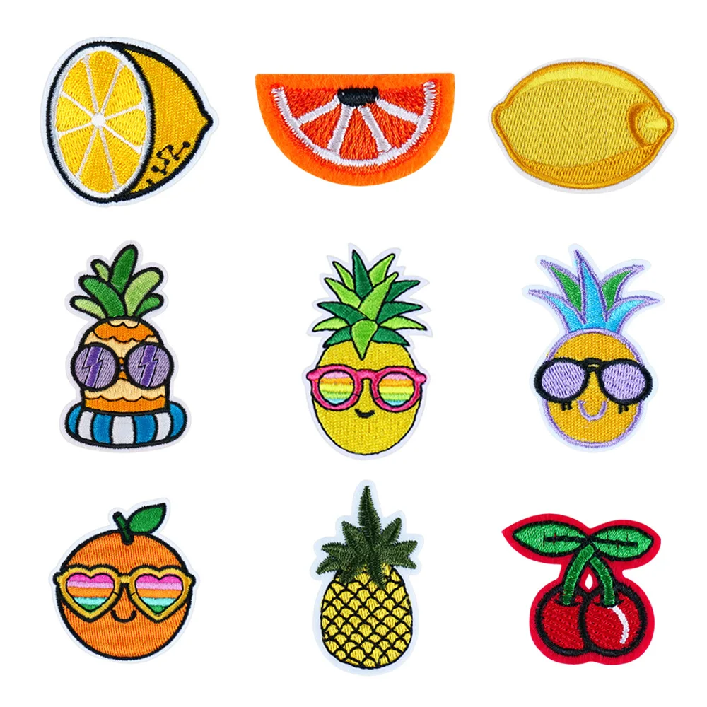 50pcs/Lot Anime Embroidery Patch Fruit Orange Cherry Pineapple Lemon Shirt Bag Clothing Decoration Accessory Craft Diy Applique