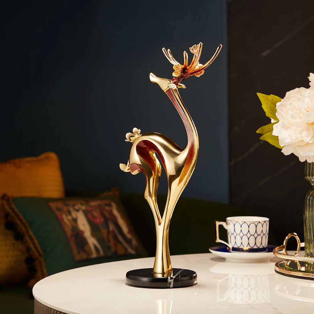 الحرف المعدنية الحديثة منضدية الديكور النحاس الغزلان النحت الحرف الحيوانية الديكور #5
