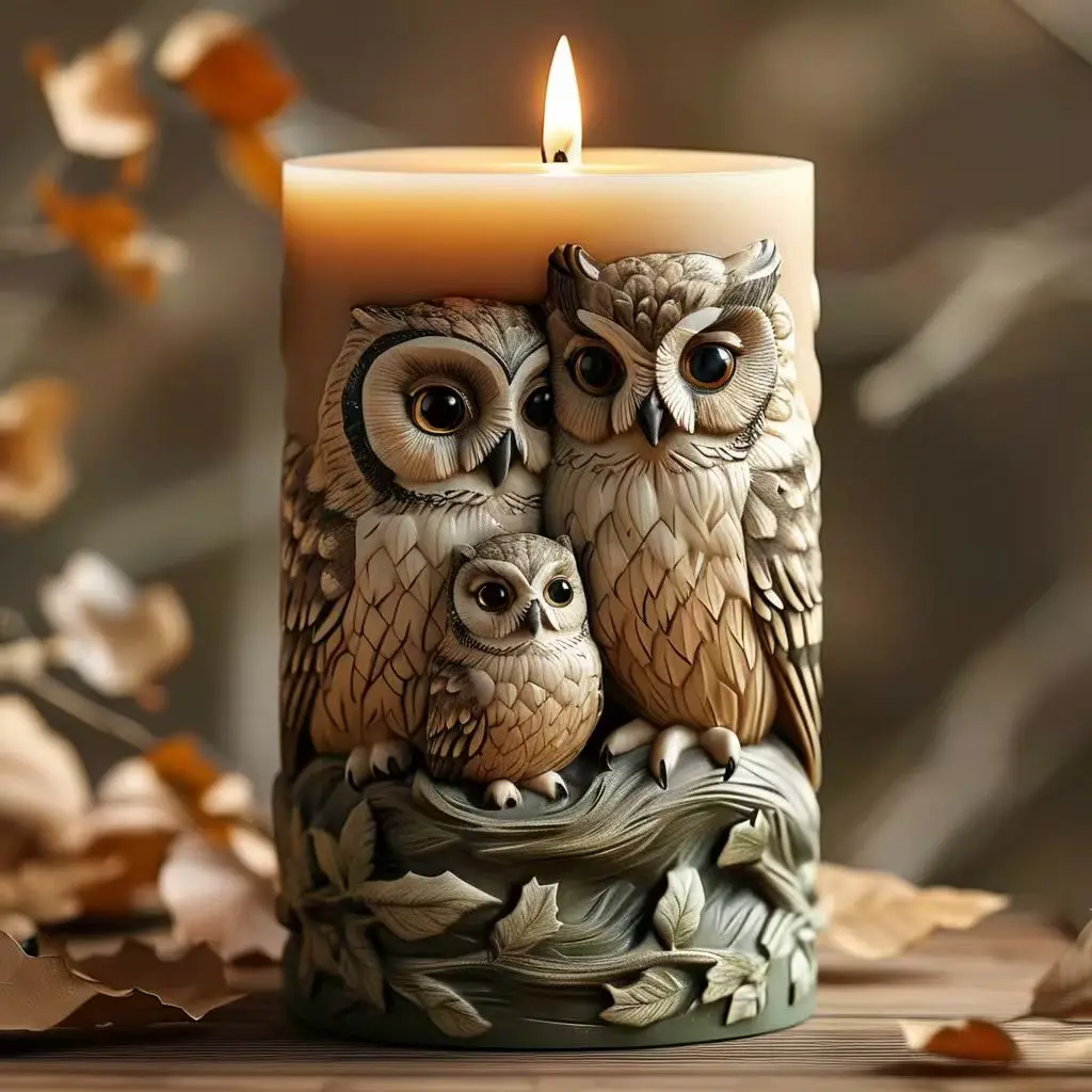 3D Owl Candle White…