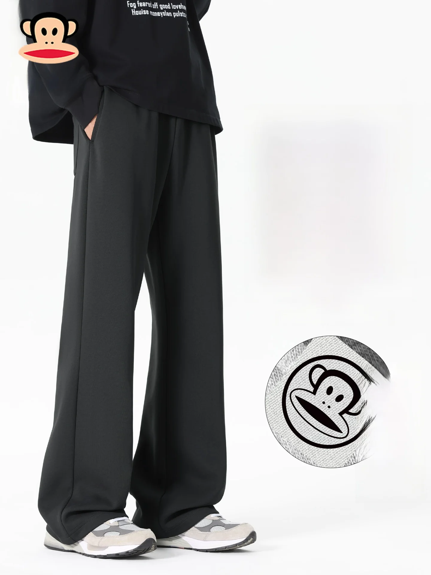 

Мужские расклешенные повседневные брюки с флисовой подкладкой, прямой крой, весна 2026, модная уличная одежда, смесь полиэстера и хлопка