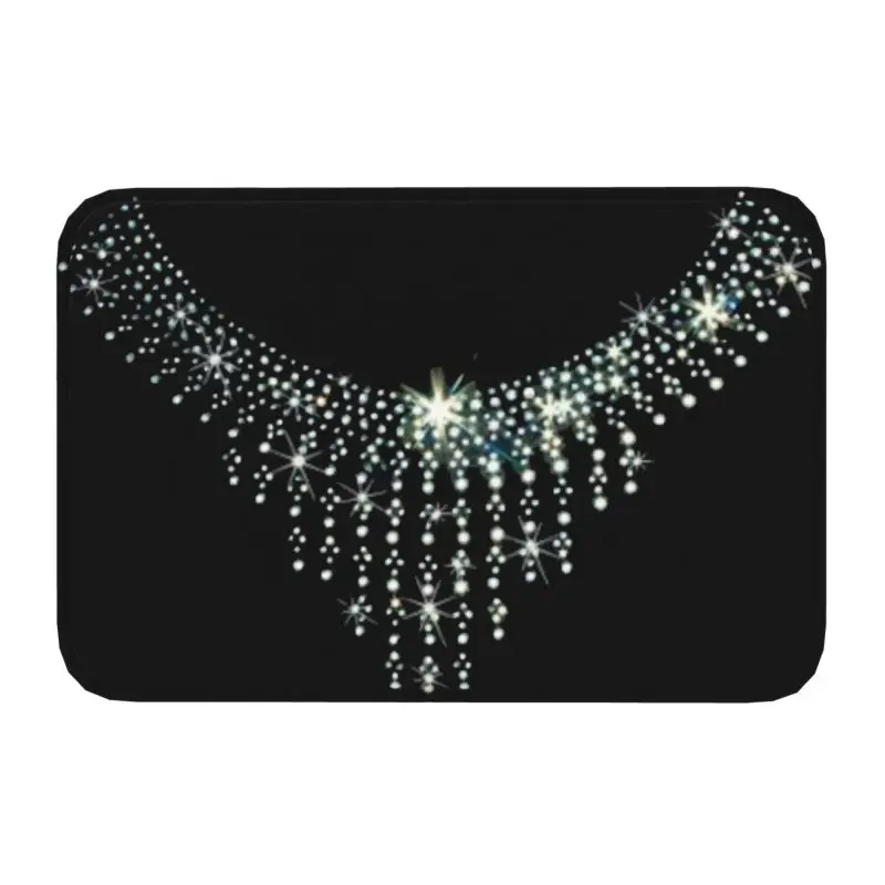 Sequins Rhinestone Crystal Collar Bib Necklace Doormat Entrance Kitchen Bath Floor Door Mat Bling Diamond Bedroom Rug Carpet