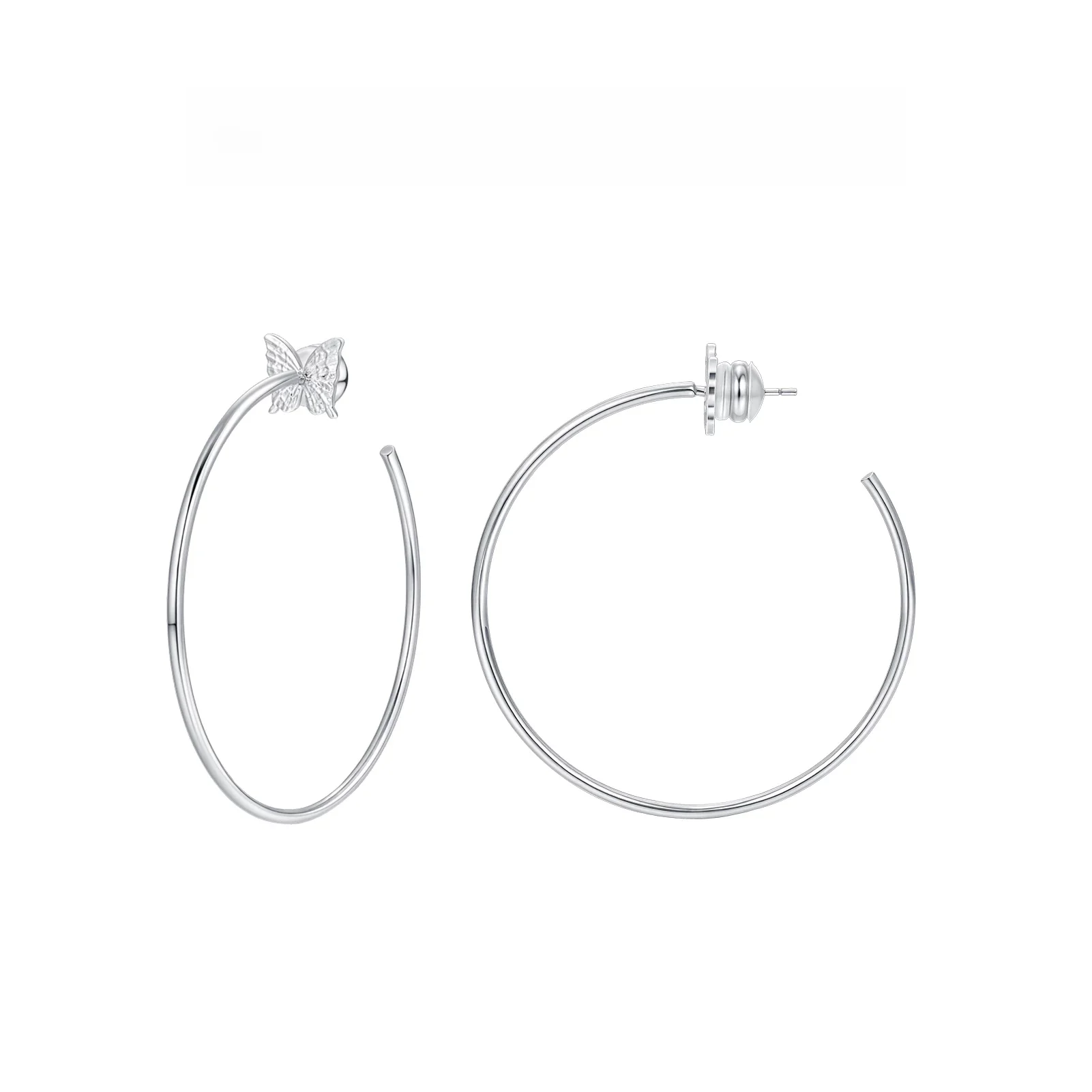 detachable-hoops-earrings-simple-design-fashionable-round-moon-minimalist-elegant-alloy-silver-gold-plated-jewelry