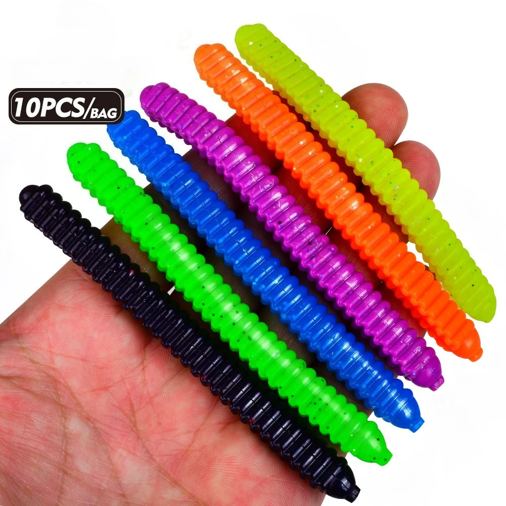 Threaded Soft Worm Lure 11cm 5.2g Ned Rig Black Pit Bass Rockfish Worm Soft Fish Bait