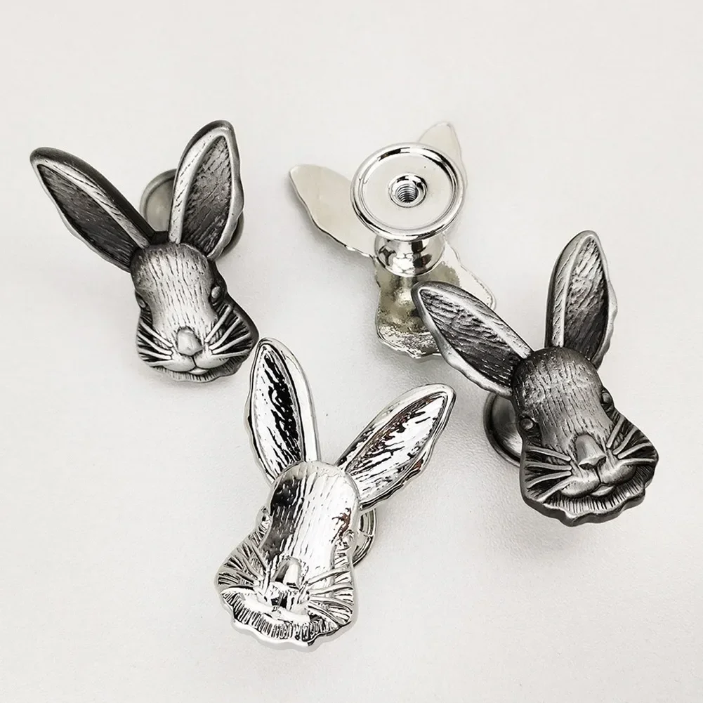 1 Pcs Rabbit Shape Zinc Alloy Furniture Handle Door Knobs Handles For Children Room Rabbit-shaped Brass Solid Drawer Handle