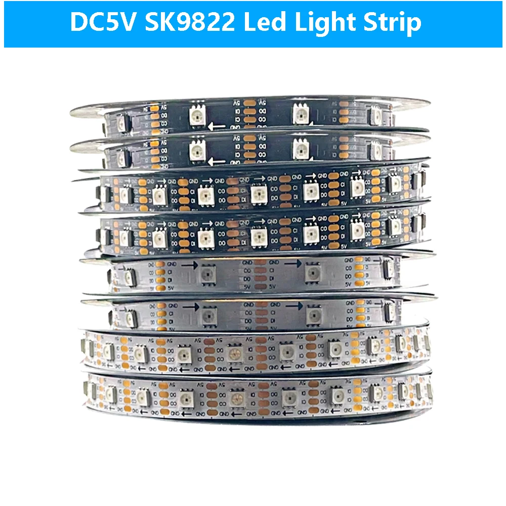 

DC5V SK9822 RGB Led Light Strip Similar APA102 DATA and CLOCK Separately Individually Addressable 30/60/144 leds/m IP30 65 67
