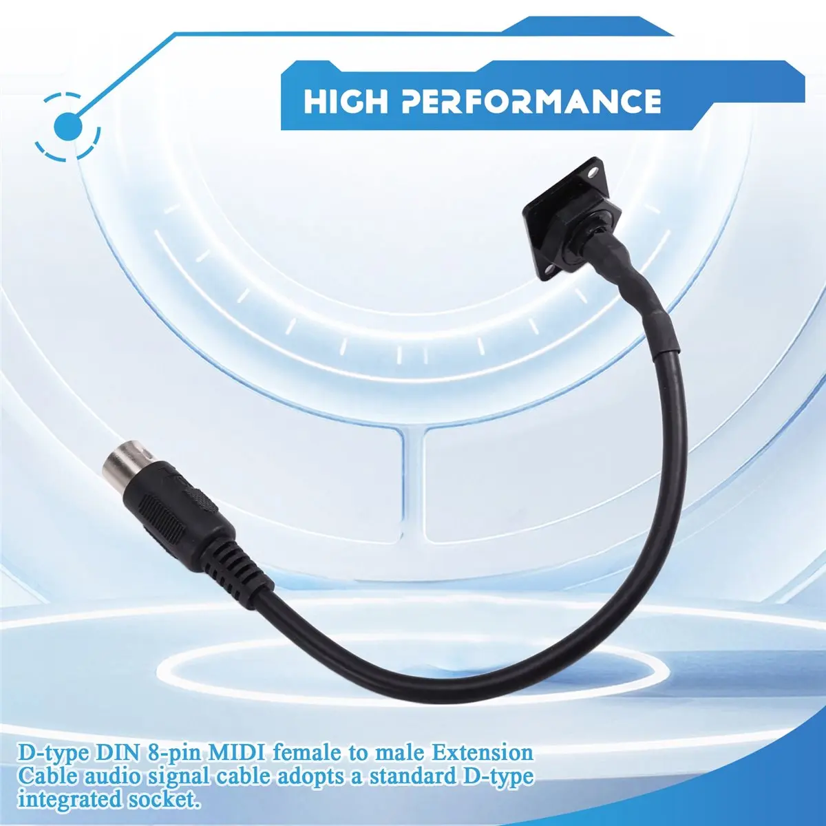 AAAE D-Type 8 Pin DIN MIDI Extension Cable Female to Male Connector Adapter Panel Mount Audio Cord