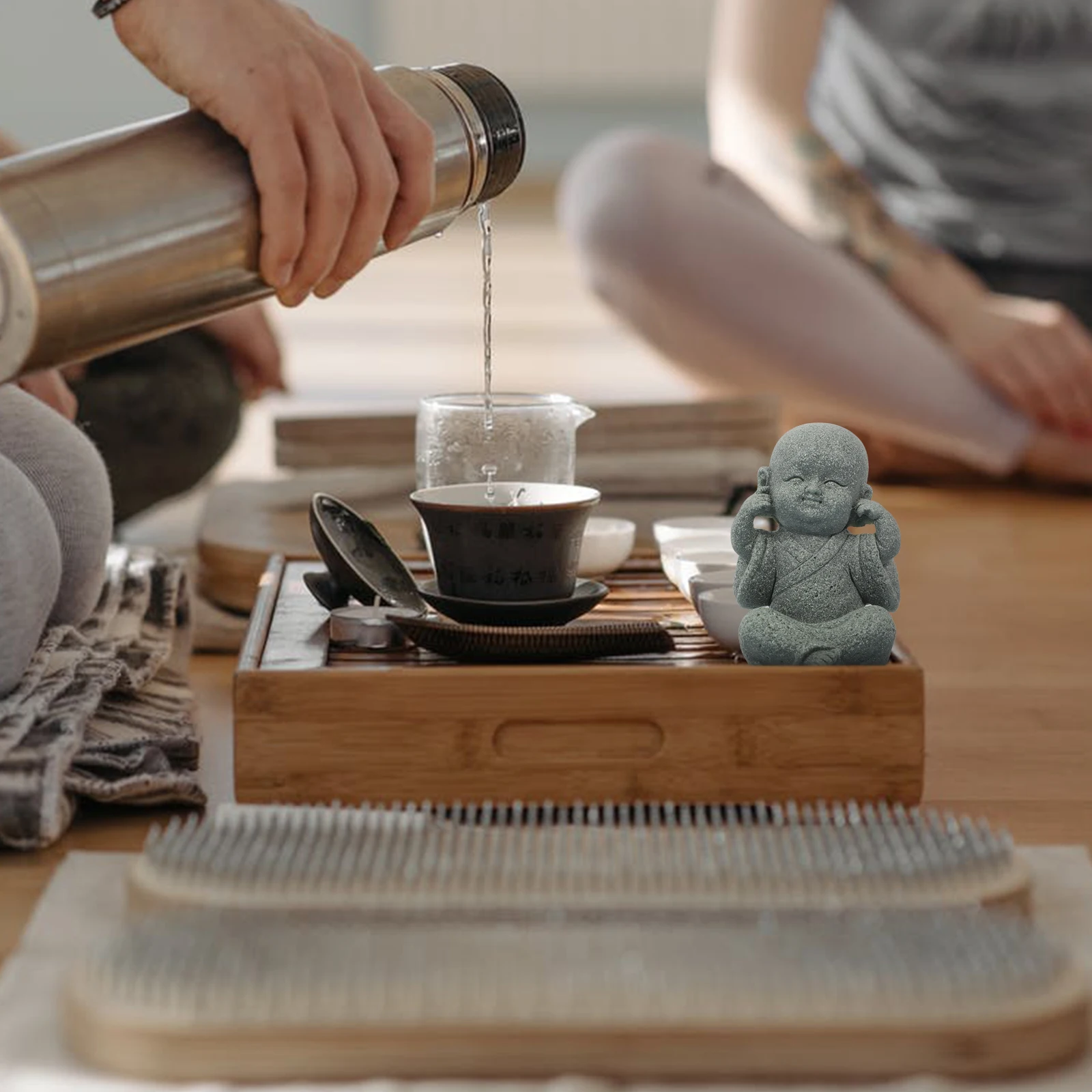 

Exquisite Monk Decor Wear-Resistant Desktop Statue Home Office Dorm Adornment Smooth Surface Vivid Sculpture Monk Decor