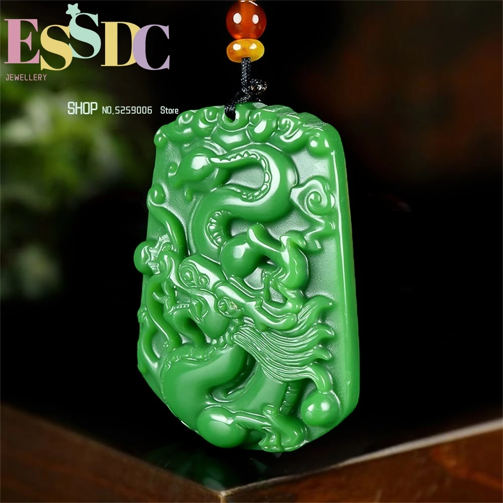 Natural Hotan Jade Dragon Walk the World Spinach Green Zodiac Pendant for Men and Women National Style Exquisite  Ornaments