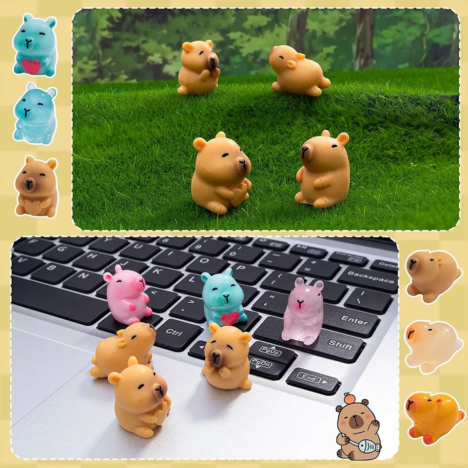 Levemolo Lot de 6 mini alpagas lumineux en résine - Figurines colorées pour micro paysage de fée