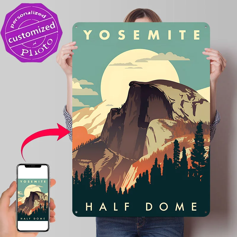 Yosemite Half Dome Metal Poster Perfect Gift for Fans Lovers Customized Wall Art Metal Sign for Modern Home Decoration Room Tin