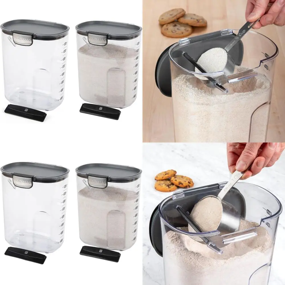 

2-Piece Clear Airtight Plastic Food Storage Containers with Magnetic Lids for Kitchen, 4-Quart Flour Set