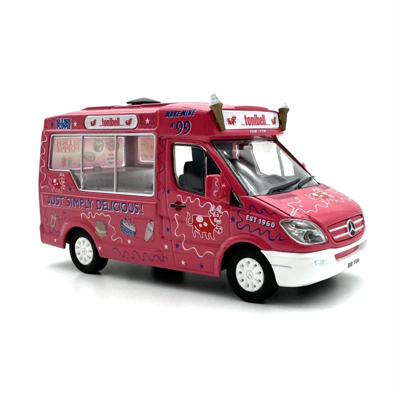 

1:43 Scale Diecast Alloy Mercedes Ice Cream Truck Van Toys Cars Model Classics Adult Souvenir Collectibles Gifts Static Display