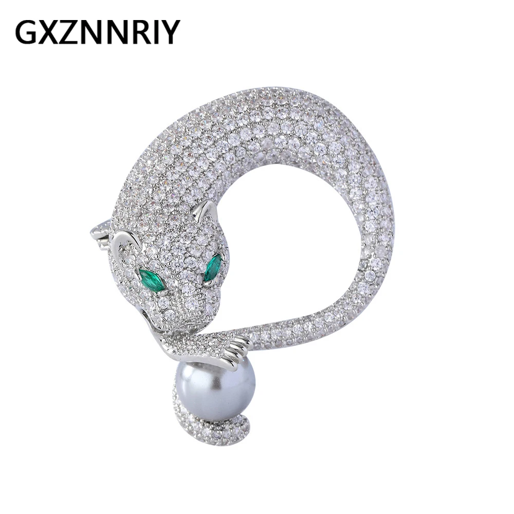 

Fashion Zircon Leopard Brooches for Women Accessories Men Luxury Silver Color Brooch Trendy Party Woman Broches Jewelry Gift