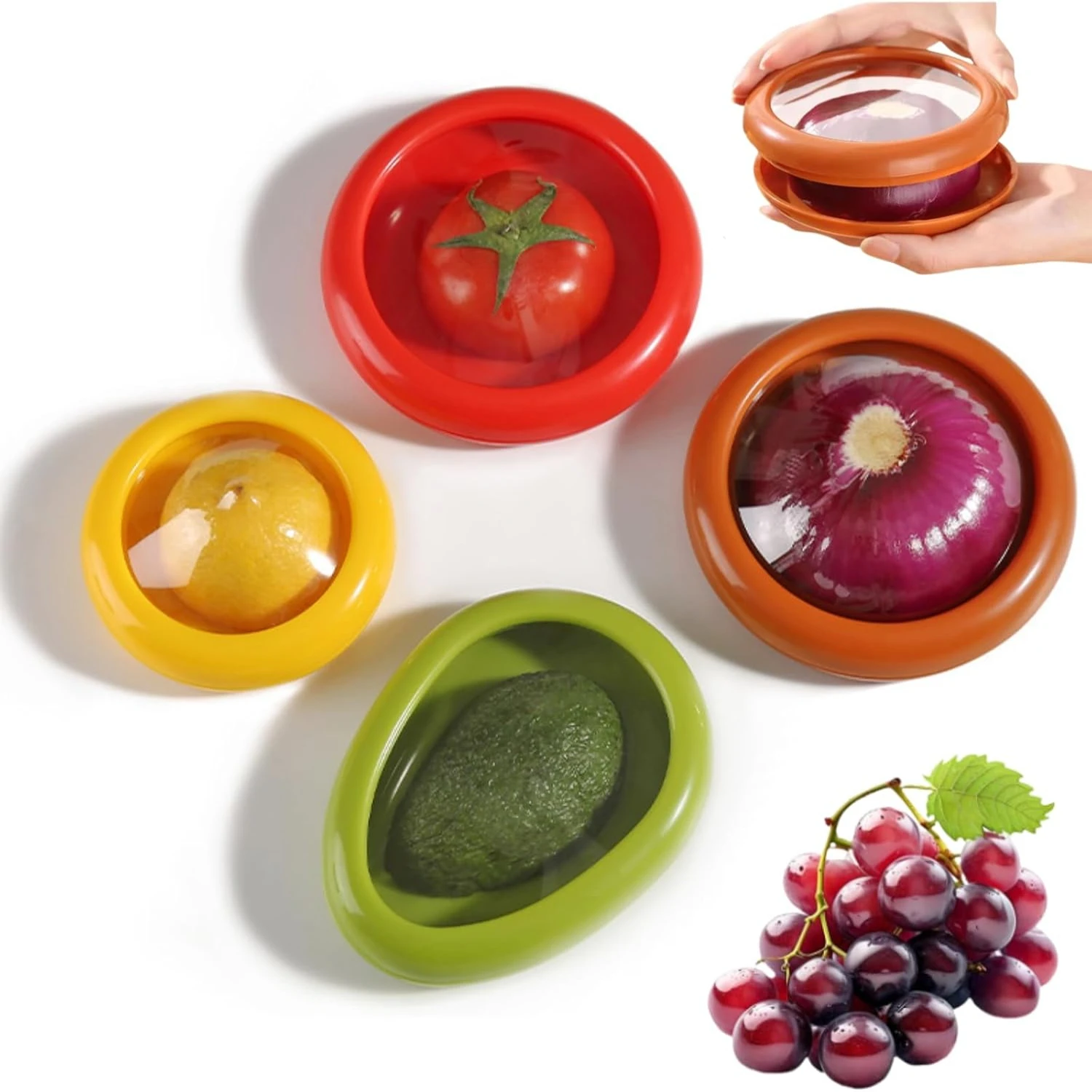 Silicone Fruit  Box, Silicone Fruit  Containers, 4 Pcs Fruit  Containers for Fridge, Fruit  Container to Keep Fresh Vegetable, F