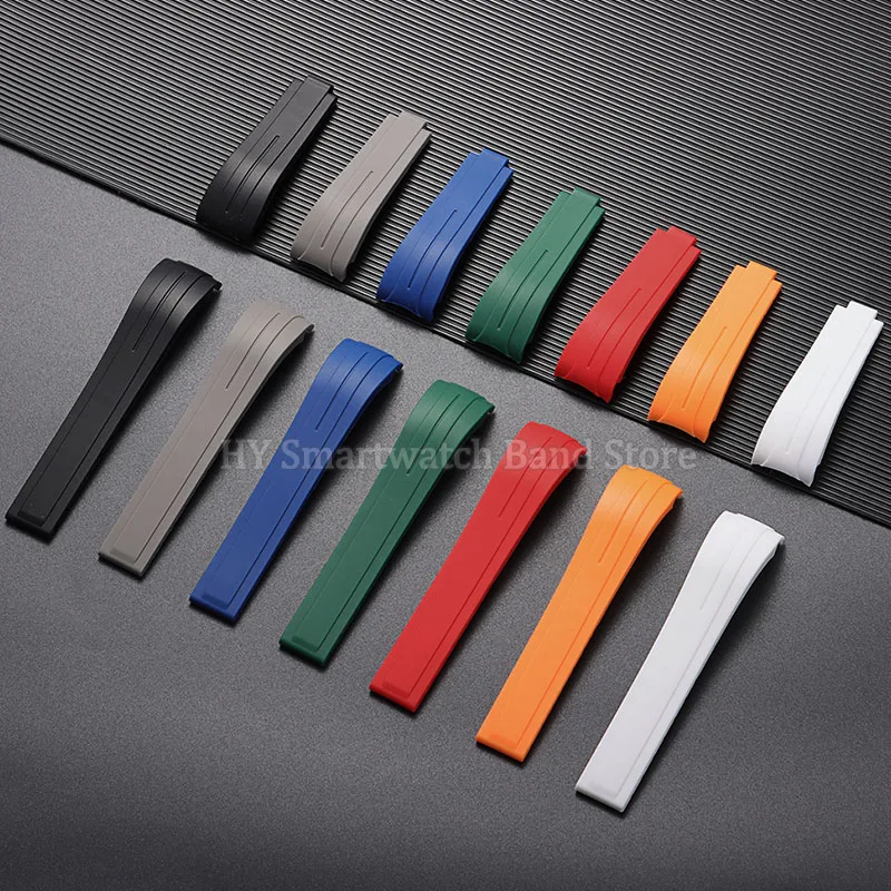 20mm 21mm 22mm Curved End Silicone Watch Strap for Rolex for DAYTONA Yacht-Master GMT Explorer Wrist Band Sport Rubber Bracelet