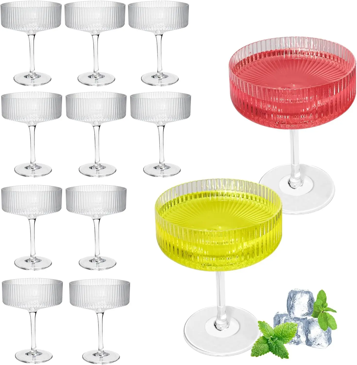

10OZ Shatterproof Martini Glasses, Set of 12 - Reusable Cocktail Glasses for Home, Weddings, Parties & Outdoor Use