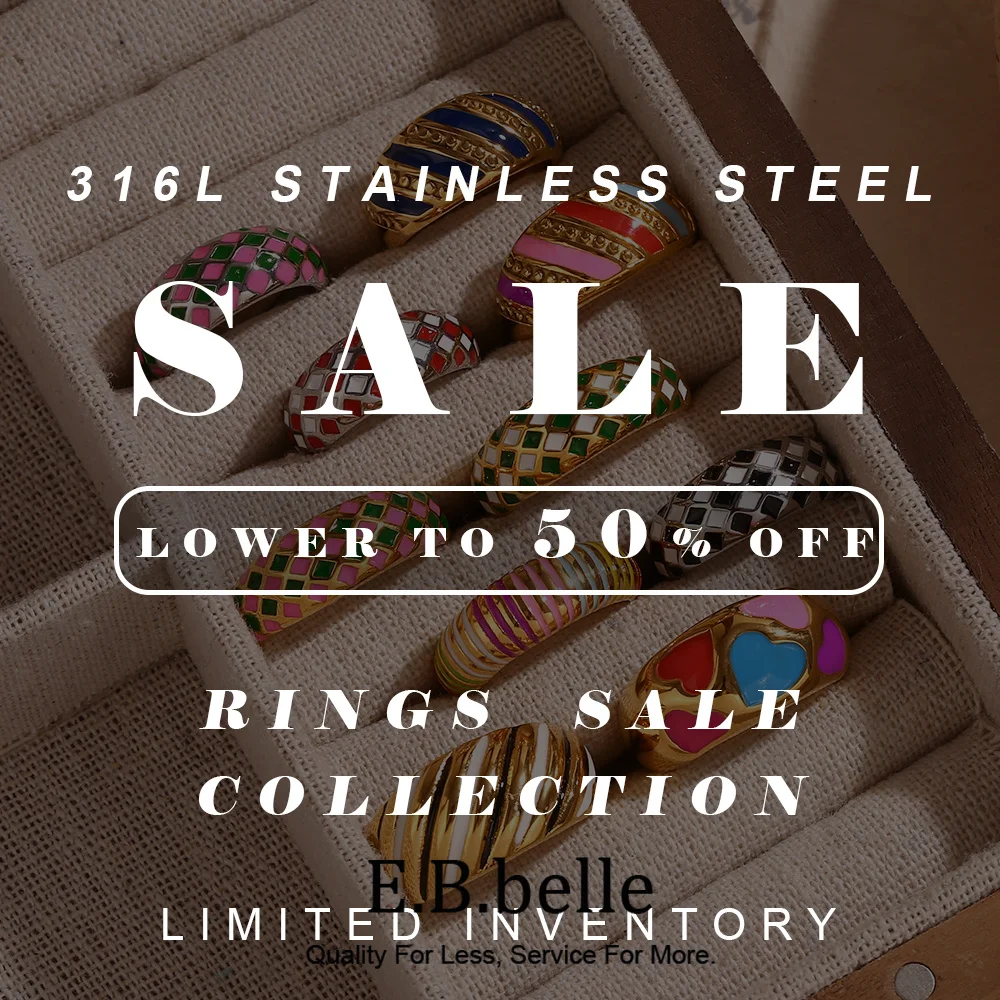 Clearance Sale Colored Enamel Track Heart Stainless Steel rings Woman Rings Sale Collection Woman Luxury Jewelry 2026