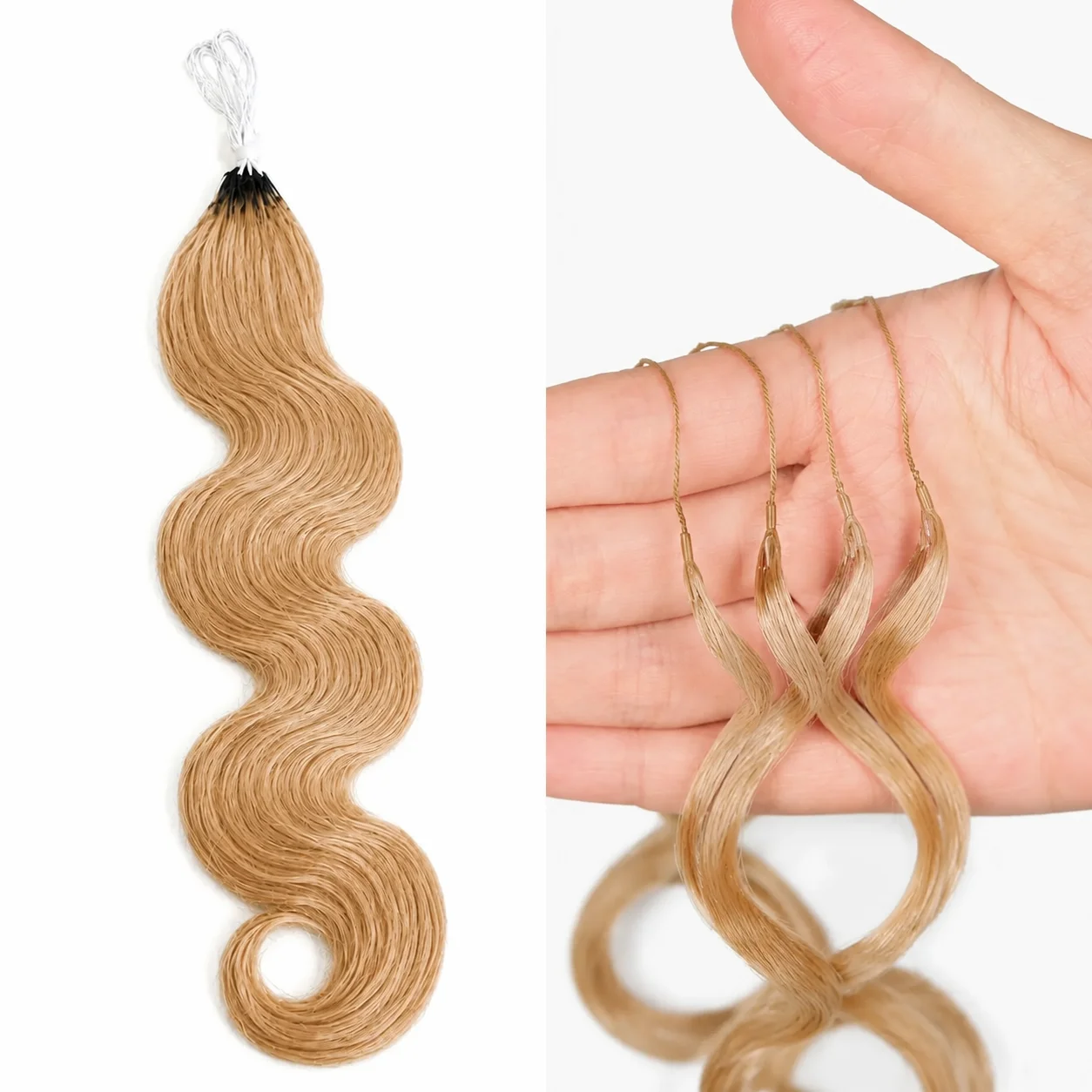 Hair Care Honey - Honigblondes, gewelltes, federartiges, unsichtbares, knotenloses, vorgeteiltes