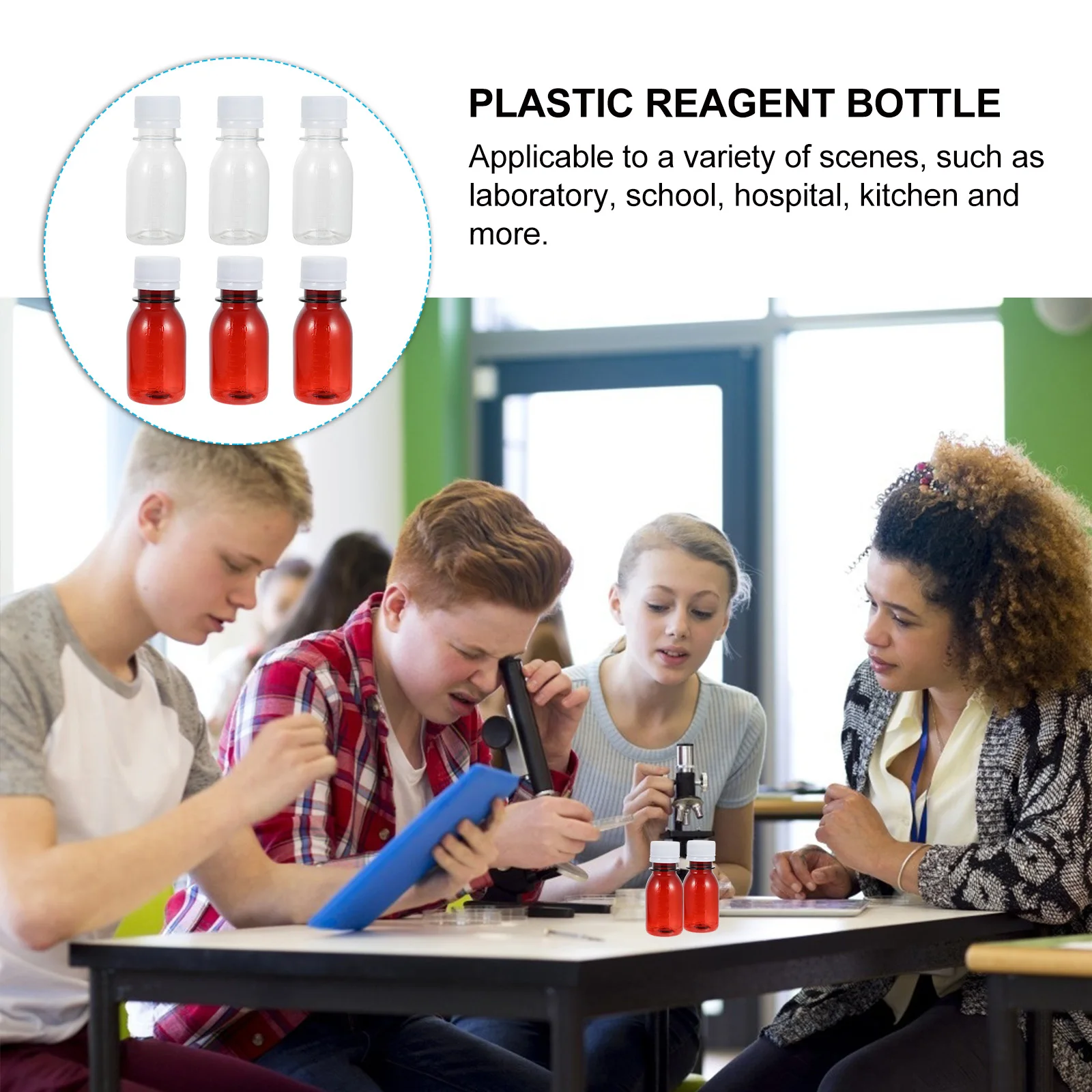 

20pcs Graduated Bottle Set Transparent Leak Proof Plastic Reagent Media Laboratory Chemical Odorless PET Refillable