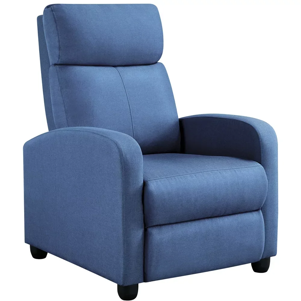 Fabric Push Back Theater Recliner Chair with Footrest,Light Blue Furniture Decoration Classical Elegance Sofa Chairs