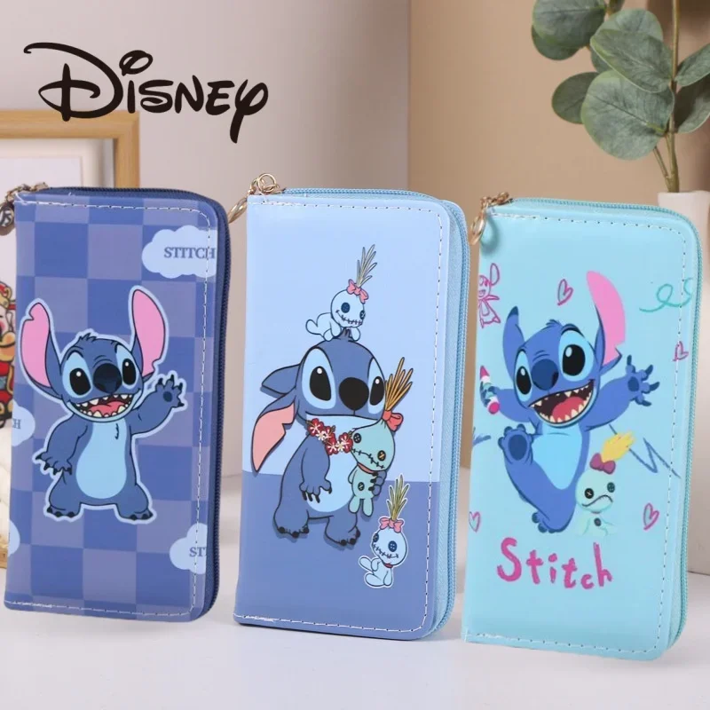 

2024 Disney Fashion Women's Wallet Stitch Print Cartoon Coin Purse Minnie Stitch Kawaii High Capacity Purse Gift