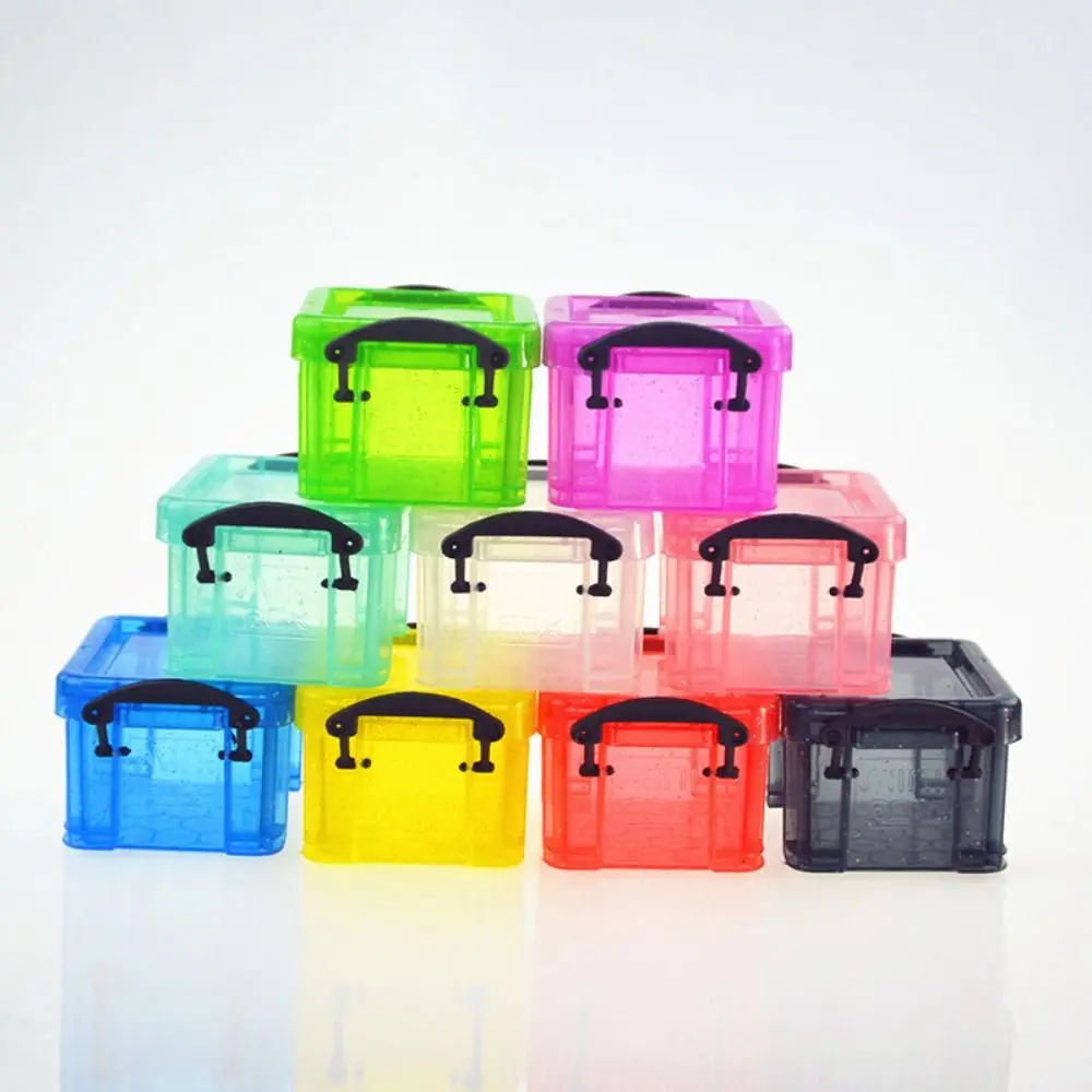 Multi-functional Mini Buckle Storage Box Transparent Candy Color Mini Storage Container Plastic Minimalism Desktop Organizer Box