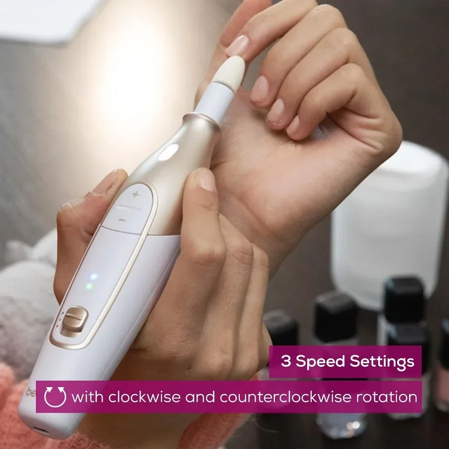 Beurer MP64 Nail Drill Kit Cordless Electric Nail File with 10 Attachments and LED Light Electric Manicure Set with Adjustable