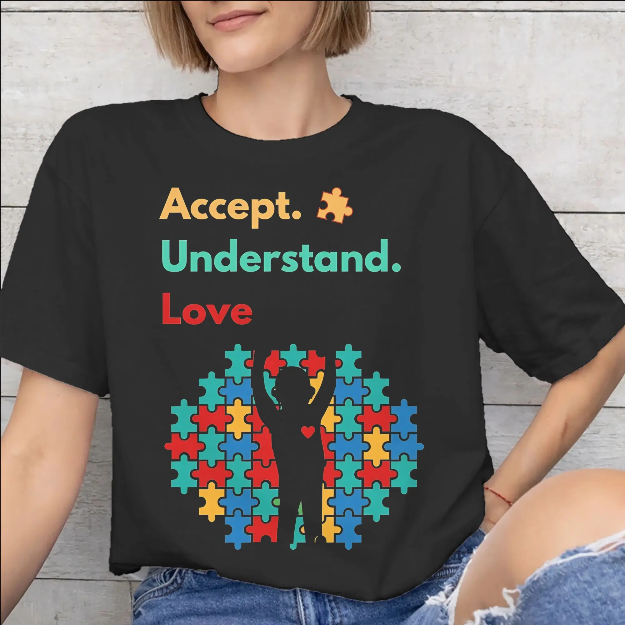 Autism Awareness Respect Love Support  Tee Shirt for Men Women New Arrival T Shirts  Cotton Clothing
