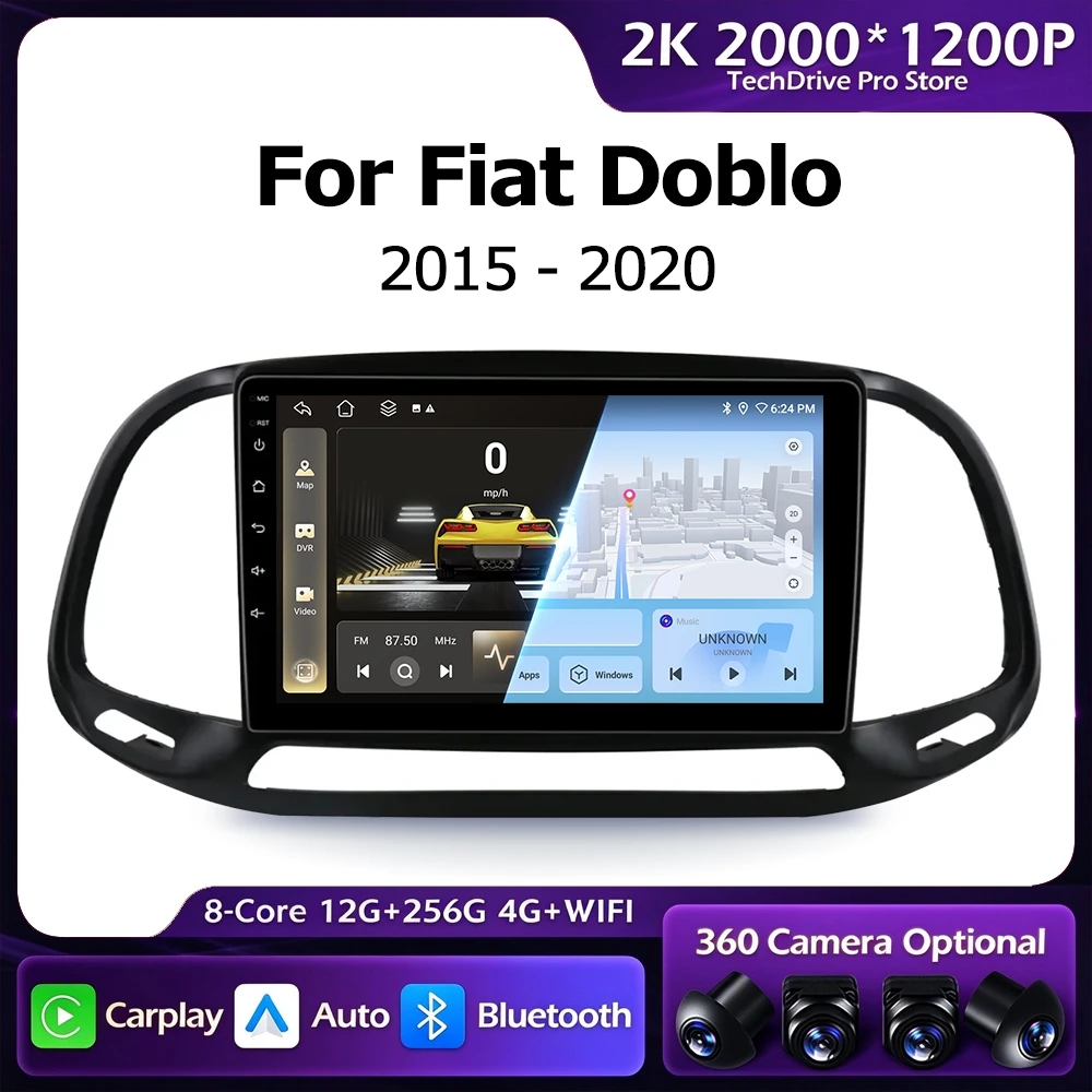 Android OS For Fiat Doblo 2015-2020 Wireless Carplay Car Radio Navigation GPS Auto QLED 2000*1200P Lntelligent Multimedia Player