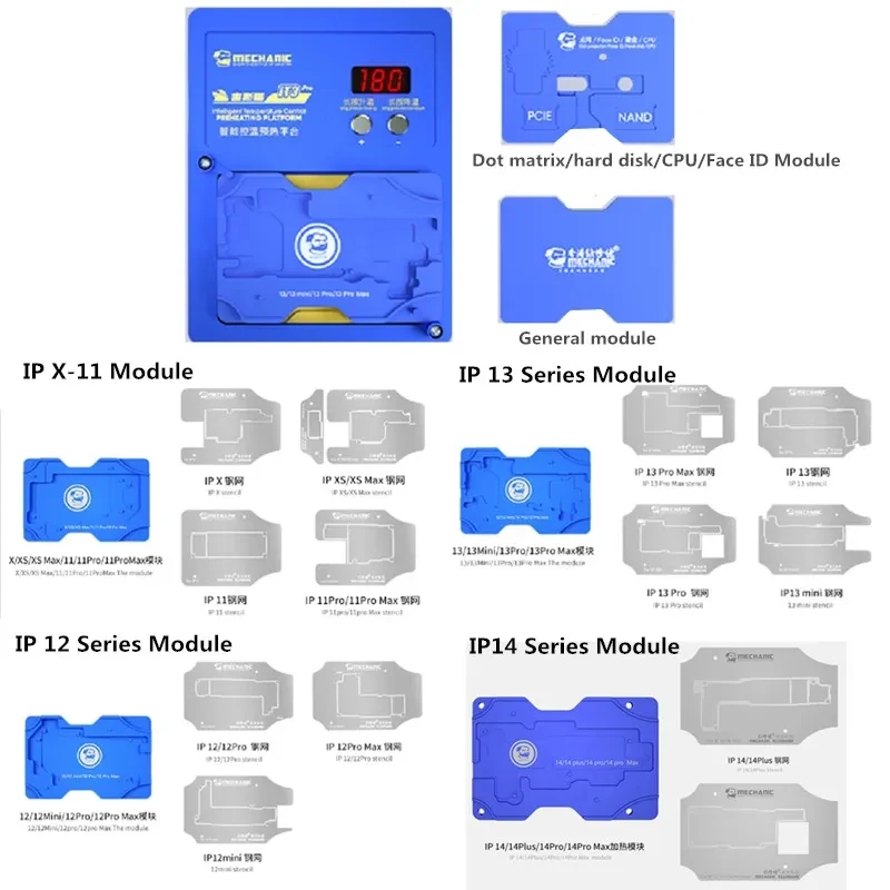 iT3 Pro Motherboard, Intelligent Preheating Platform, Layered Chip, BGA Stencil, Dot Matrix Repair, For iPhone X-14 PM