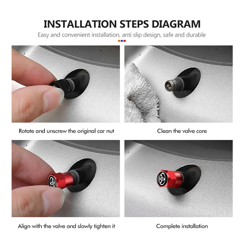 4 قطعة سيارة الإطارات صمام قبعات عجلة الهواء الجذعية غطاء تغليف اكسسوارات لتويوتا كورولا بريوس أوريس CHR لاند كروزر كامري أفالون #3