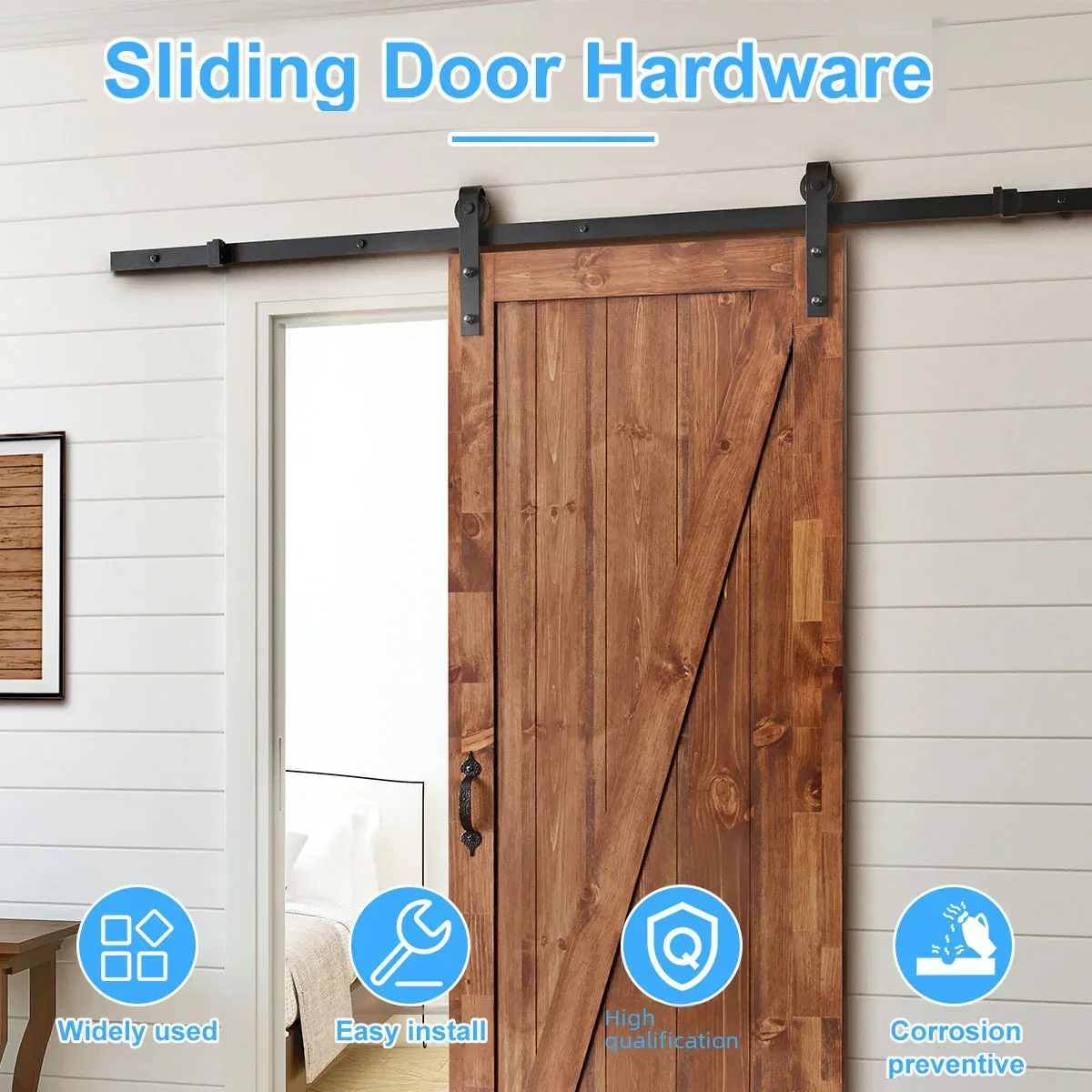 5/1Sets Mini Sliding Barn Door Hardware Kits Top Mounted Hanging Rail Hanger Track Steel Silent Door Roller Rail For Single Door