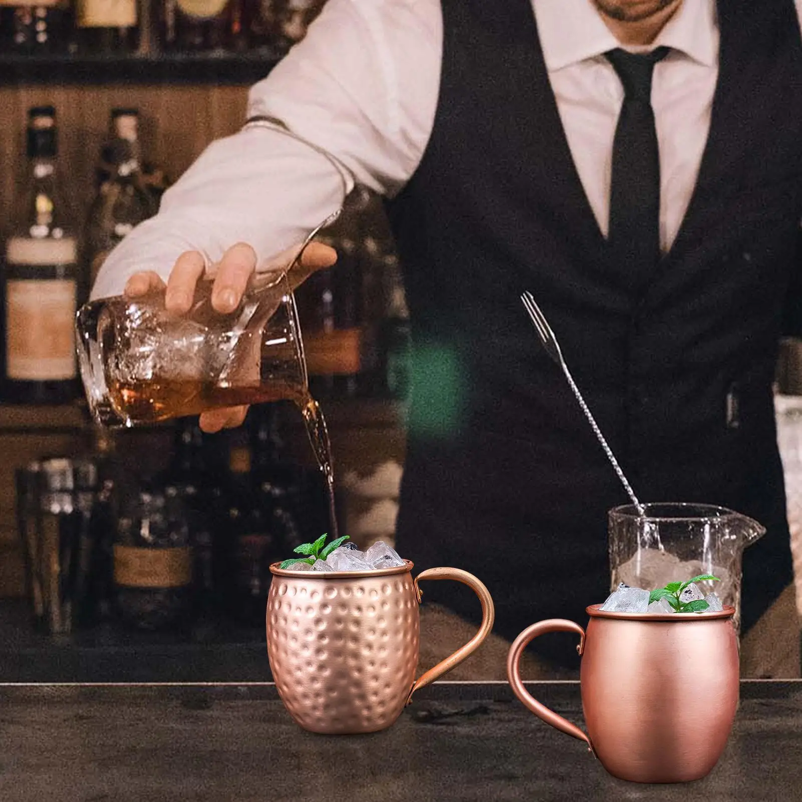 موسكو البغل أكواب 530 مللي يدويا مطروق درينكوير البغل أكواب النحاس لعيد الميلاد المطبخ بار مياه الشرب الشاي البيرة #2