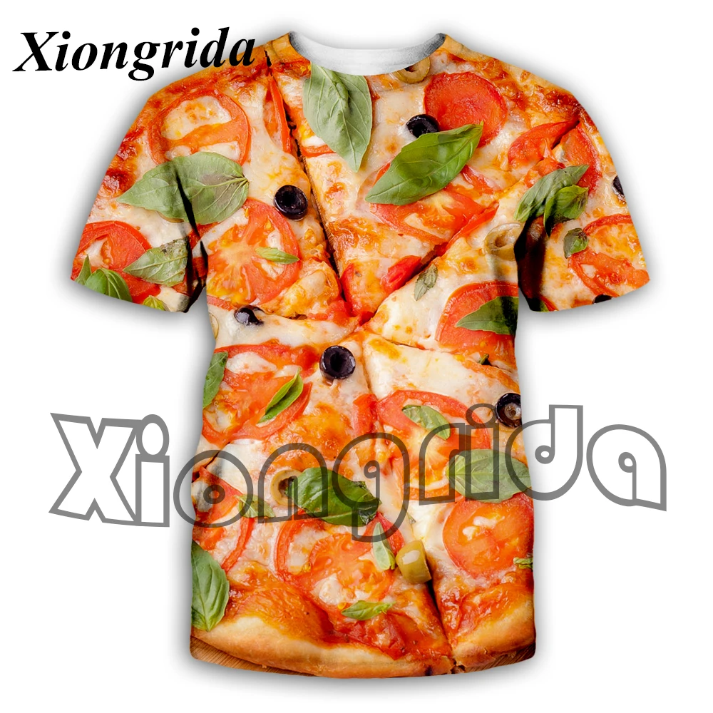 

Novelty Pizza Print T Shirts Short Sleeve 3D Food Print Round Neck Short Sleeve Tees Unisex Harajuku Hip Hop Top Streetwear