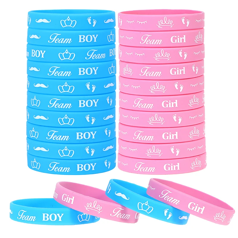 36Pcs Gender Reveal Bracelets Team Boy Silicone Wristbands Team Girl Rubber