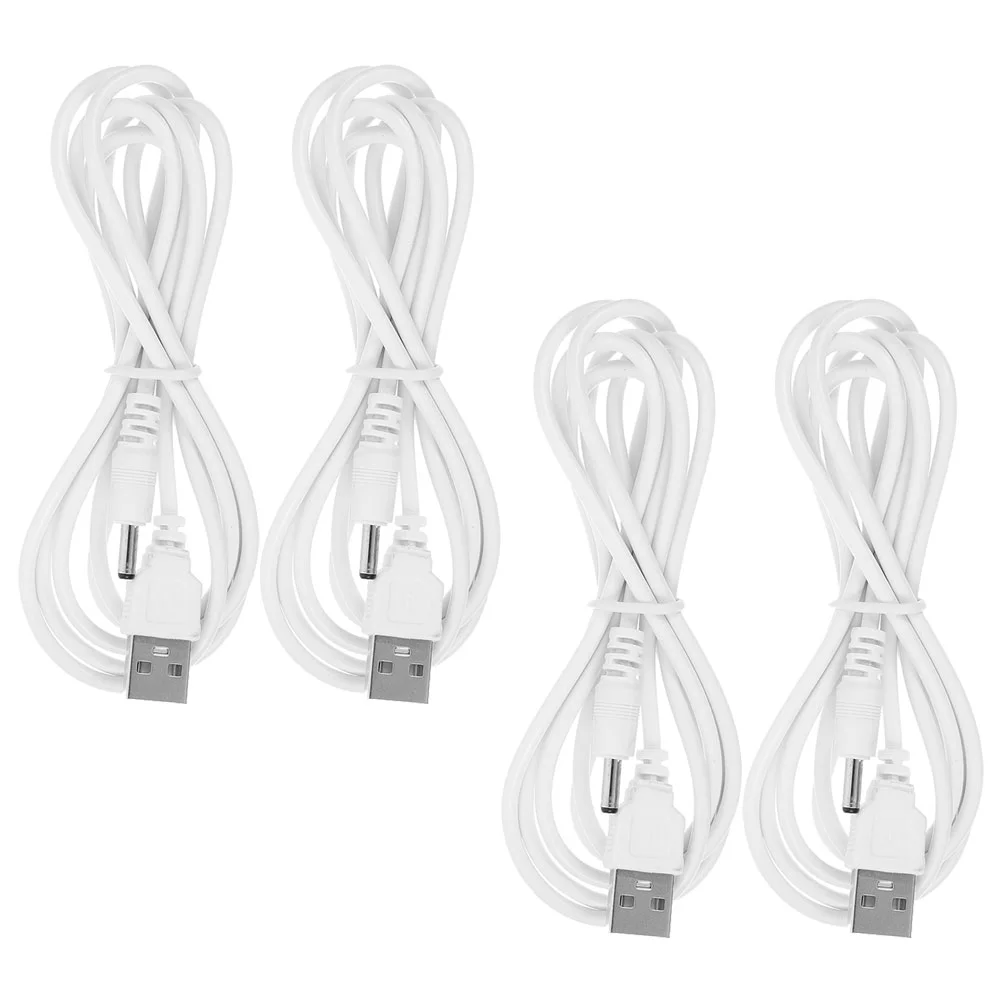 4 Pcs USB Block Charging Cable Cords Dc White Rubber Replacement Cables