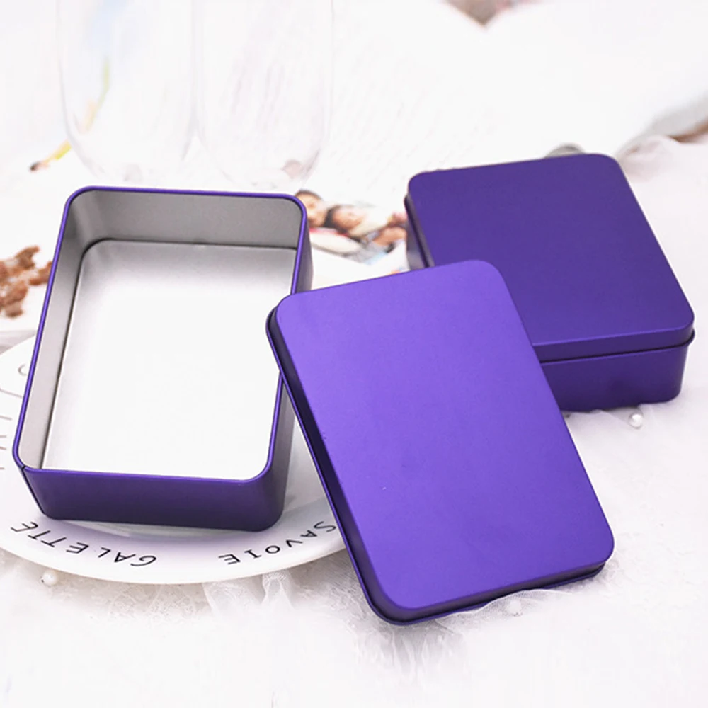 Multifunction Desk Card Organizer Metal Square Storage Tinplate Box Candy Pill Cases Mini Gift Box Portable Sticker Storage Box