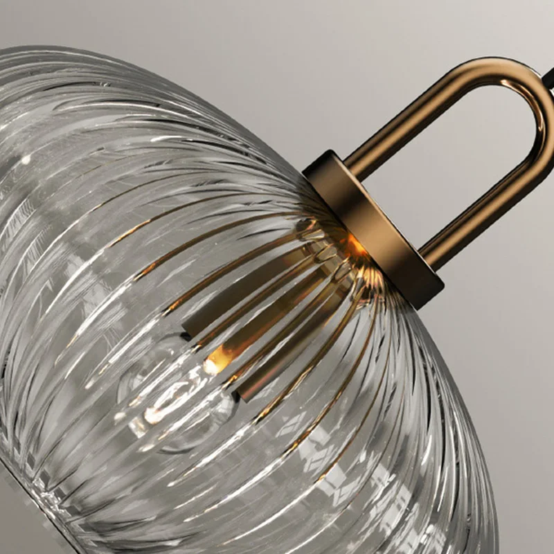 Modern Glass Pendant Light Striped Glass Single Head Chandelier Dining Room Kitchen Bedroom Bedside Living Room Home Decoration image 6