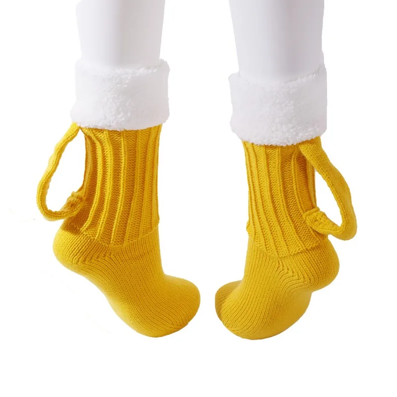 Biersocken, grobe Wollsocken, 3D-Herbst und Winter, gestrickte Fußabdeckung, Bodensocken, um warm zu halten, Herrensocken, lustige Socken