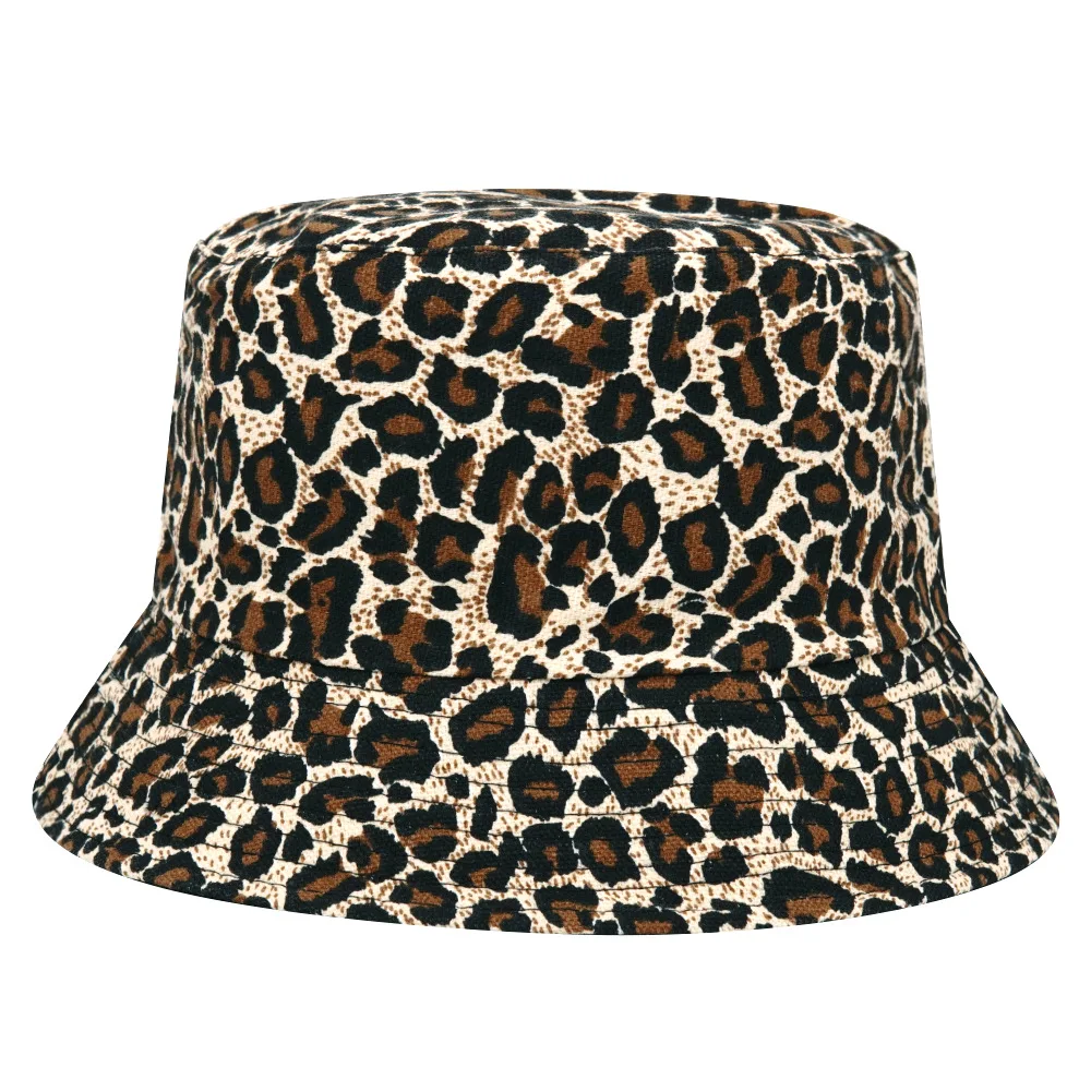 Leopard Print Bucket Hats for Women Men Summer Sunscreen Panama Fashion Outdoor Sun Gorras Unisex Fisherman Caps Reversible