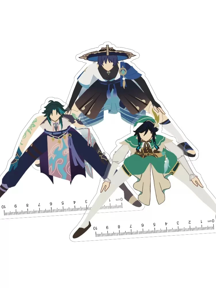 アニメgenQuinインパクト三角アクリル定規、kaedaha kazuha、学生文房具、小道具、矯正器、誕生日、クリスマスギフト