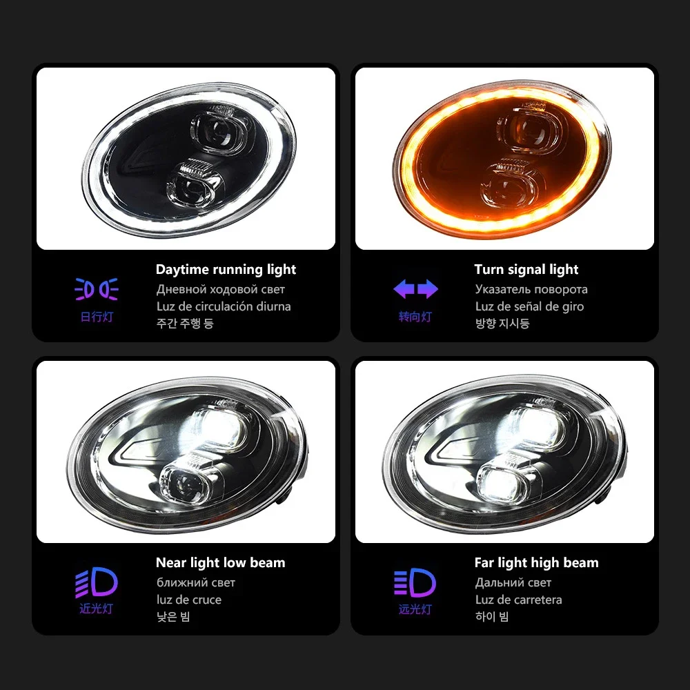 

Для фар автомобиля Beetle 2013-2019: Обновленные светодиодные фары-проекторы с линзой, сигнальными огнями и аксессуарами для установки