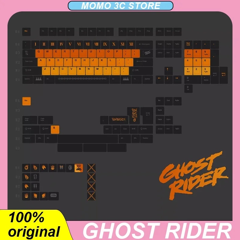 

Not Closed Studio Keycap Ghost Rider Theme 159 Keys Sublimation Ergonomics For Mechanical Keyboard PBT Hot Swap Keycaps Gift