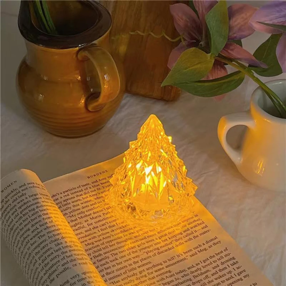 Flameless Crystal Mini LED Iceberg Ambiance Lights, Árvore de Natal para sala de estar, casa, escritório, atacado, 2 pcs