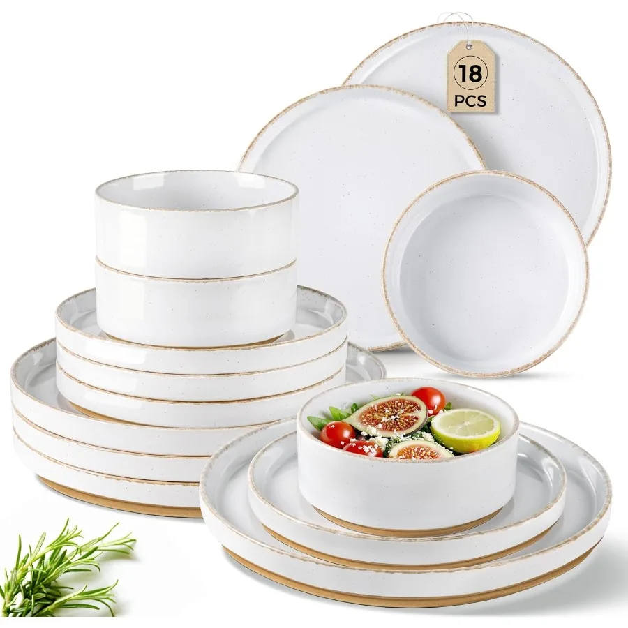 

Наборы керамической посуды на 6 18-х предметов, набор тарелок и мисок с ручной росписью и терракотовой подкладкой, устойчивый к царапинам