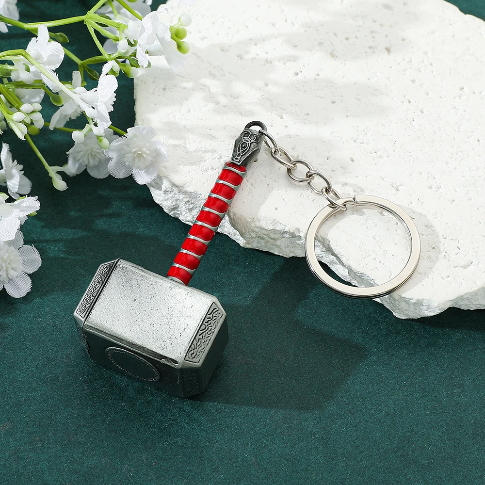 Trendiger Avengers Thor Mjolnir Schlüsselanhänger - Superhelden-Thor-Schlüsselhalter Rucksack-Accessoire für Filmfans Persönliches Geschenk – Detail 8