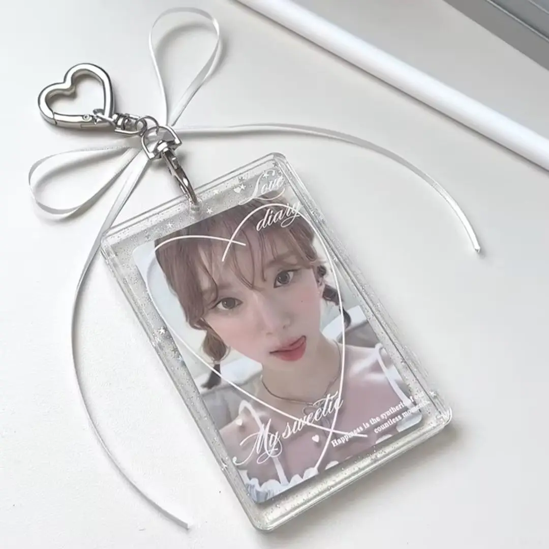 Glitter Acrylic Photocard Holder 3 Inch Cute Photo Card Case for Instant Photos Idol Cards Storage and Display Decor