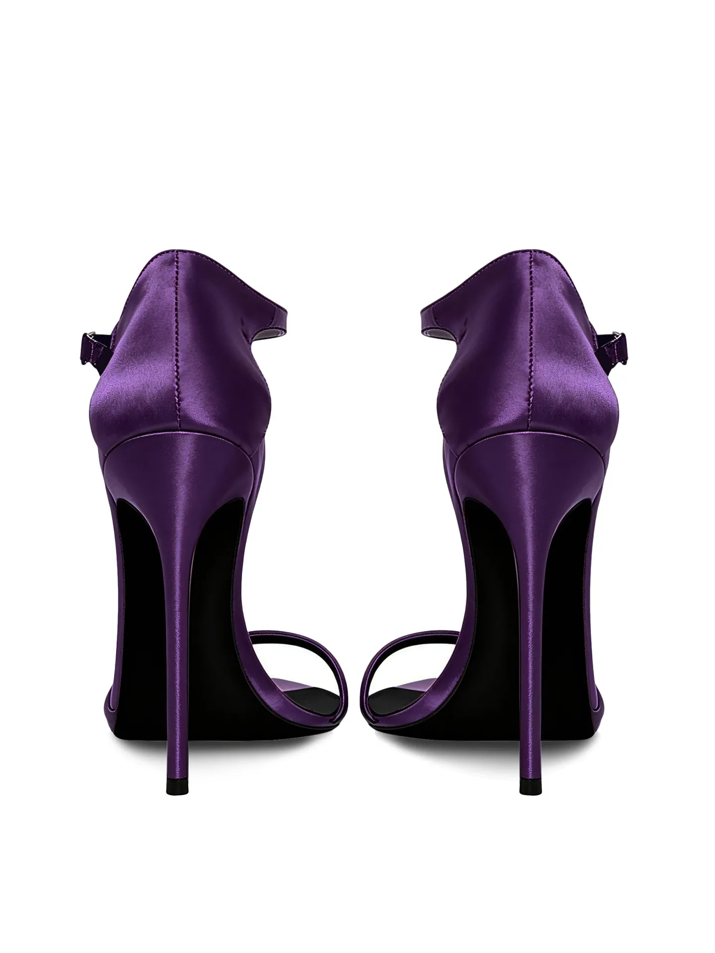 Haute Couture Sexy 13cm Black Pointed High Heels Women's Ultra fine Heels with One Piece Buckle and Large Hollow Fashion Sandals