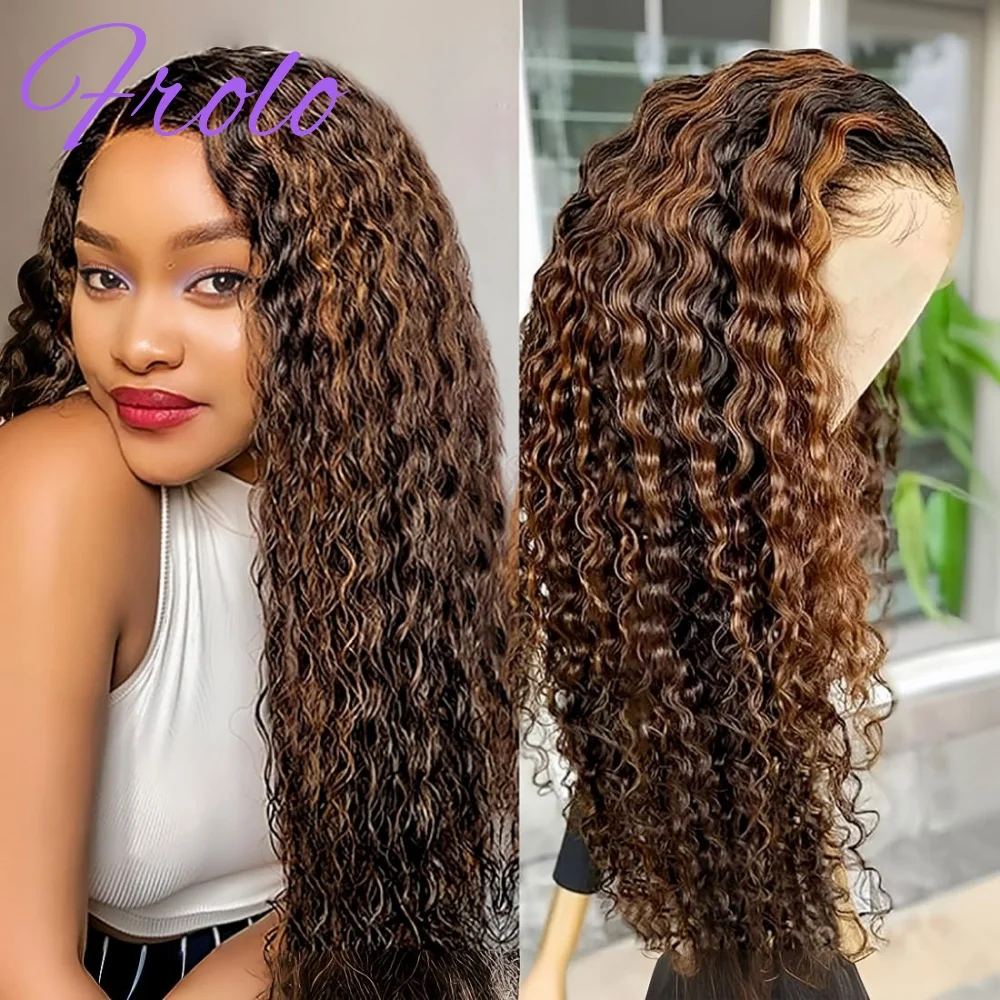 

13x6 HD Lace Frontal Wig 210 Density Deep Wave Human Hair Wig 1B/30 Highlight Ombre Human Hair Pre Plucked Brazilian For Women