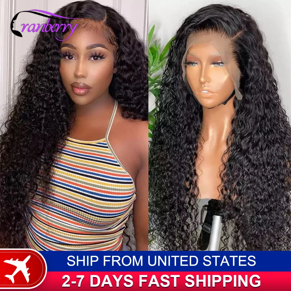 Human Hair Lace Wigs HD Transparent Water Wave 13x4 Lace Frontal Wig 180% Density Cranberry Hair 4x4 Lace Closure Wig